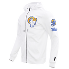 NFL LOS ANGELES RAMS CLASSIC CHENILLE CHANDAIL À CAPUCHON EN MAILLE DOUBLE À GLISSIÈRE (BLANC)