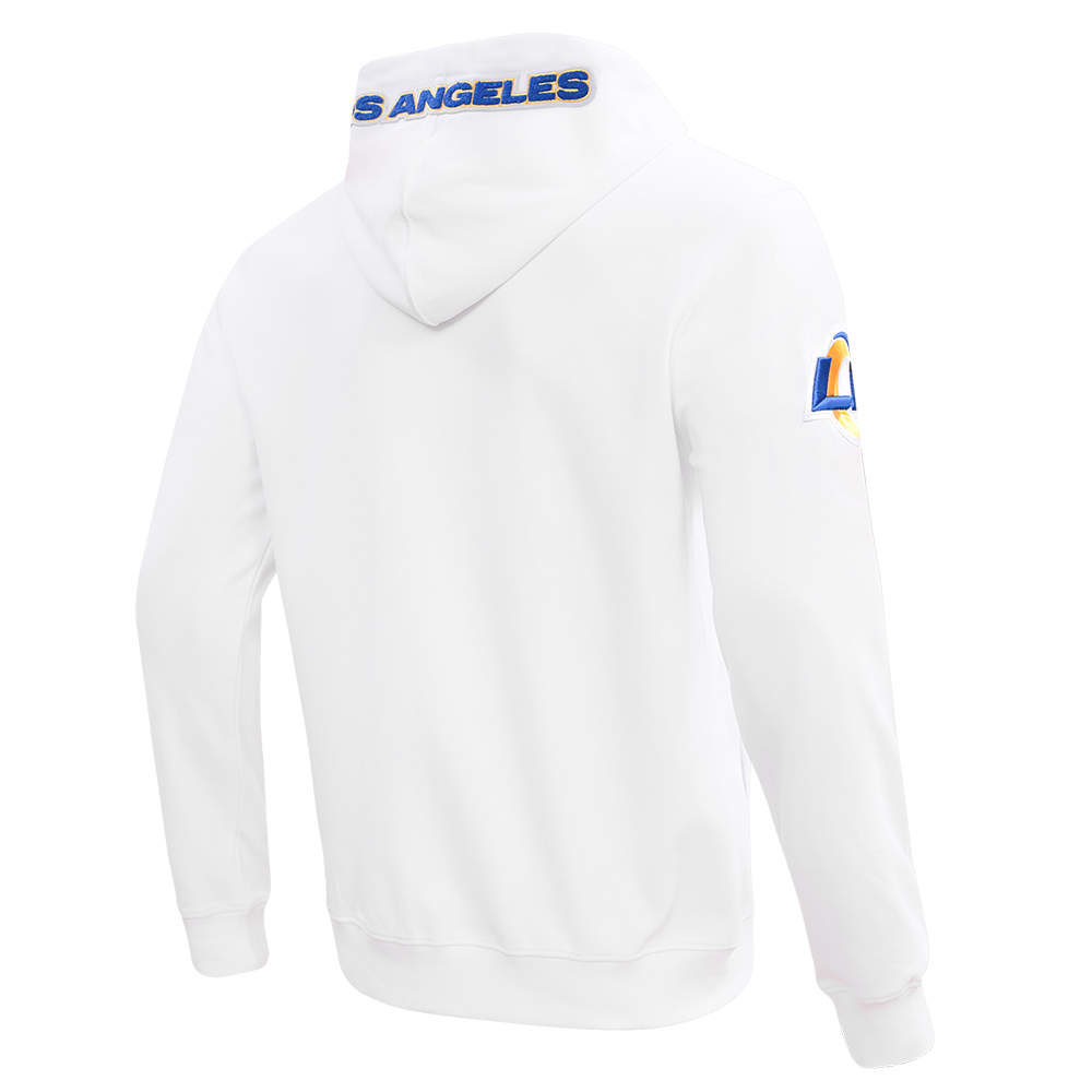NFL LOS ANGELES RAMS CLASSIC CHENILLE CHANDAIL À CAPUCHON EN MAILLE DOUBLE À GLISSIÈRE (BLANC)