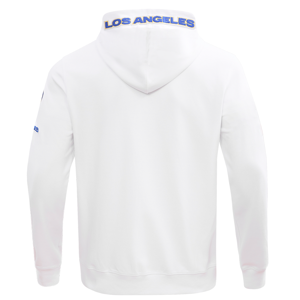 NFL LOS ANGELES RAMS CLASSIC CHENILLE CHANDAIL À CAPUCHON EN MAILLE DOUBLE À GLISSIÈRE (BLANC)