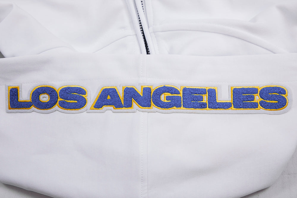 NFL LOS ANGELES RAMS CLASSIC CHENILLE CHANDAIL À CAPUCHON EN MAILLE DOUBLE À GLISSIÈRE (BLANC)