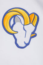 NFL LOS ANGELES RAMS CLASSIC CHENILLE CHANDAIL À CAPUCHON EN MAILLE DOUBLE À GLISSIÈRE (BLANC)