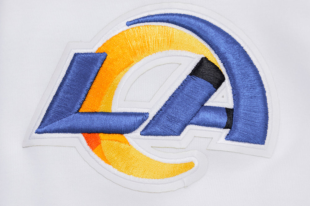 NFL LOS ANGELES RAMS CLASSIC CHENILLE CHANDAIL À CAPUCHON EN MAILLE DOUBLE À GLISSIÈRE (BLANC)