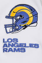 NFL LOS ANGELES RAMS CLASSIC CHENILLE CHANDAIL À CAPUCHON EN MAILLE DOUBLE À GLISSIÈRE (BLANC)