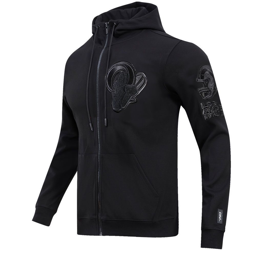 NFL LOS ANGELES RAMS TRIPLE BLACK FULL ZIP HOODIE  (TRIPLE BLACK)