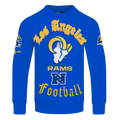 NFL LOS ANGELES RAMS OLD ENGLISH MEN'S CREWNECK (ROYAL BLUE)