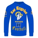 NFL LOS ANGELES RAMS OLD ENGLISH MEN'S CREWNECK (ROYAL BLUE)