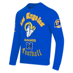 NFL LOS ANGELES RAMS OLD ENGLISH MEN'S CREWNECK (ROYAL BLUE)