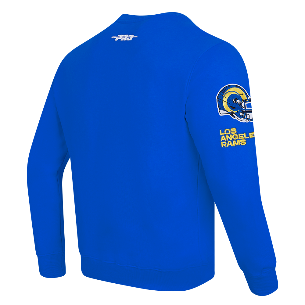 NFL LOS ANGELES RAMS OLD ENGLISH MEN'S CREWNECK (ROYAL BLUE)