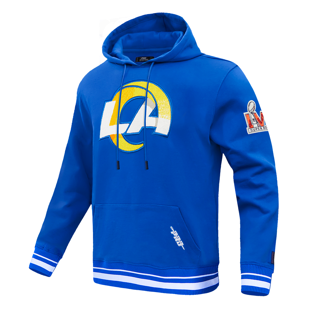 NFL LOS ANGELES RAMS MASHUP MEN'S RIB PULLOVER HOODIE (ROYAL BLUE)