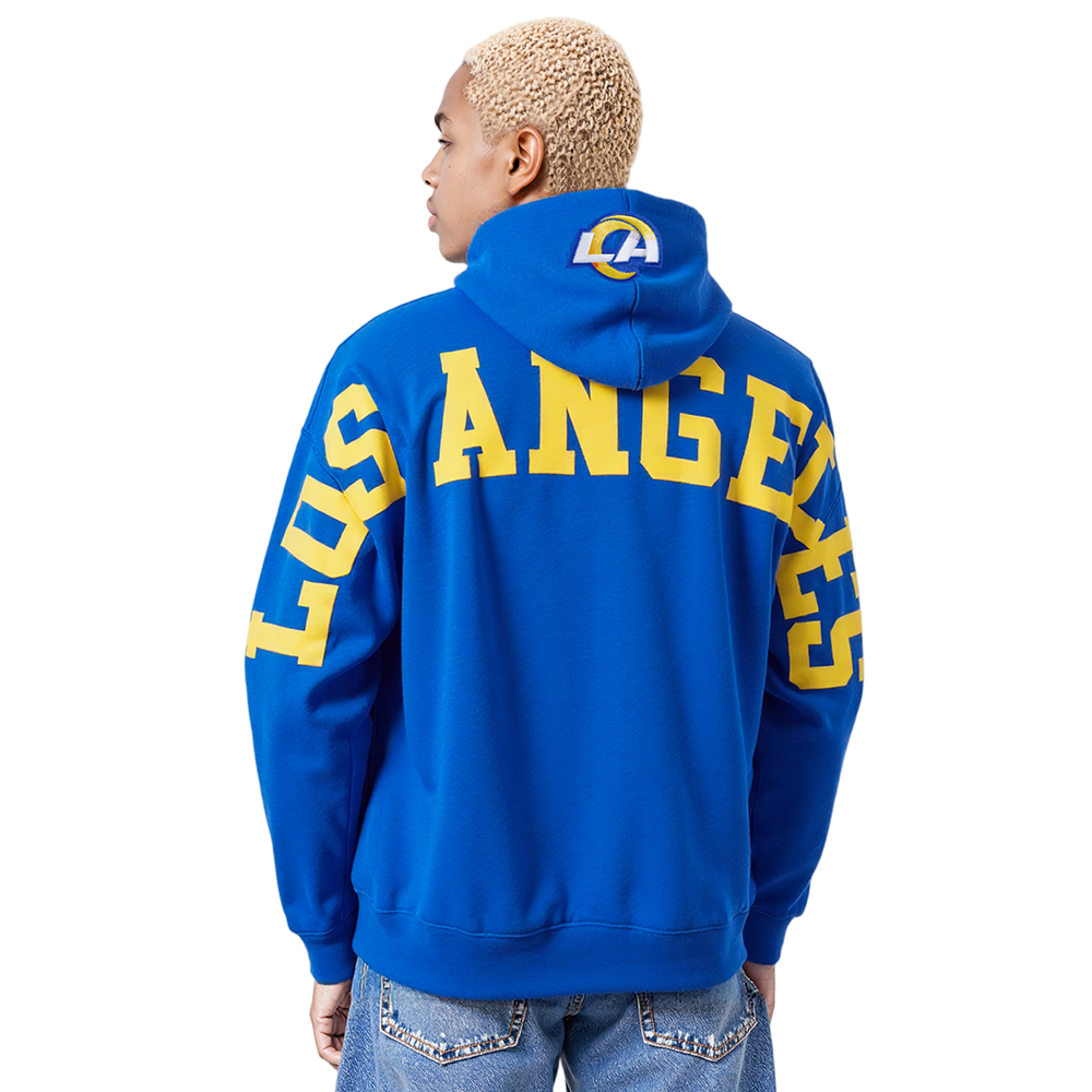 NFL LOS ANGELES RAMS WINGSPAN MEN'S DROP SHOULDER FLC PO HOODIE (ROYAL BLUE)
