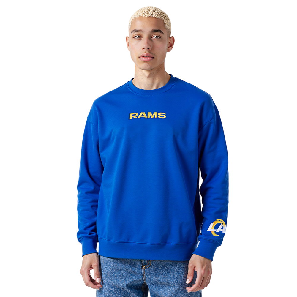 NFL LOS ANGELES RAMS WINGSPAN MEN'S DROP SHOULDER FLC CREWNECK (ROYAL BLUE)
