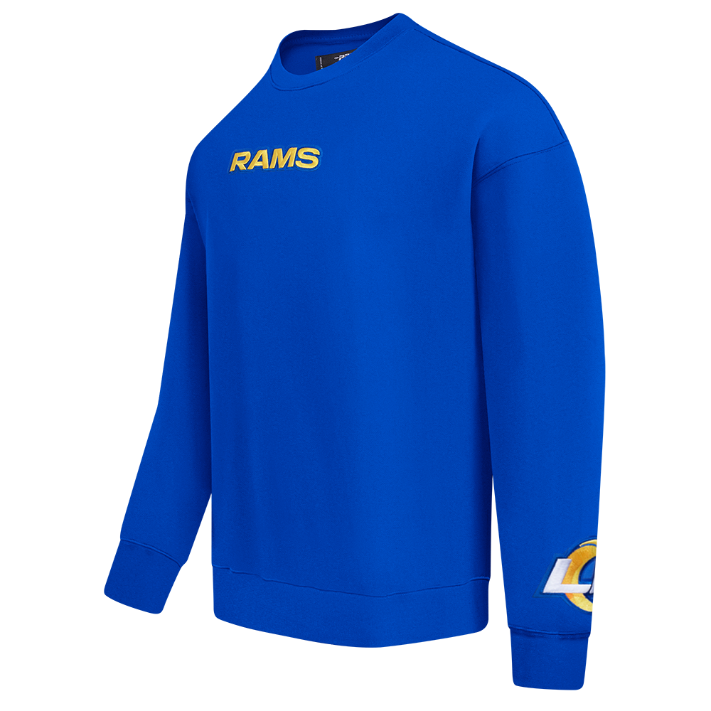 NFL LOS ANGELES RAMS WINGSPAN MEN'S DROP SHOULDER FLC CREWNECK (ROYAL BLUE)