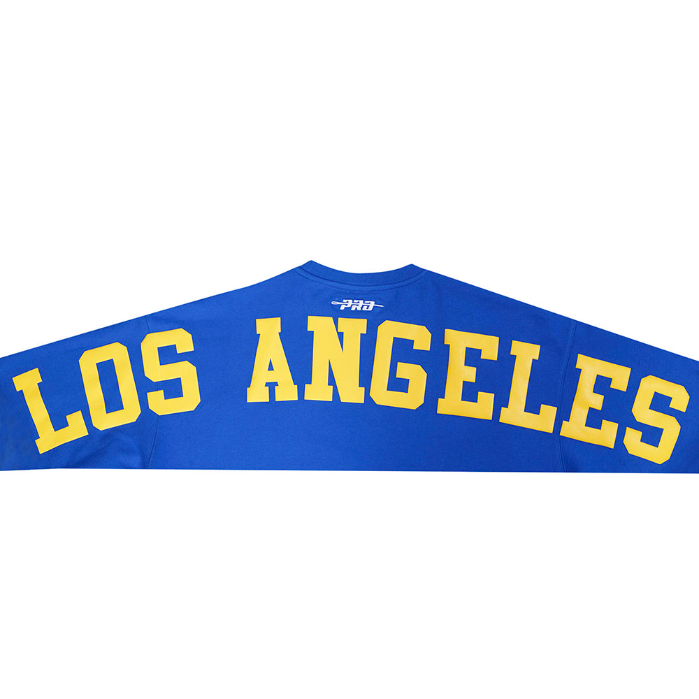 NFL LOS ANGELES RAMS WINGSPAN MEN'S DROP SHOULDER FLC CREWNECK (ROYAL BLUE)