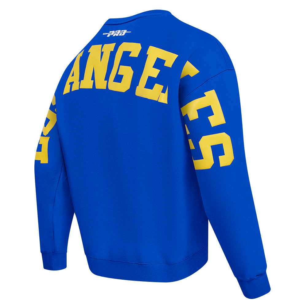 NFL LOS ANGELES RAMS WINGSPAN MEN'S DROP SHOULDER FLC CREWNECK (ROYAL BLUE)