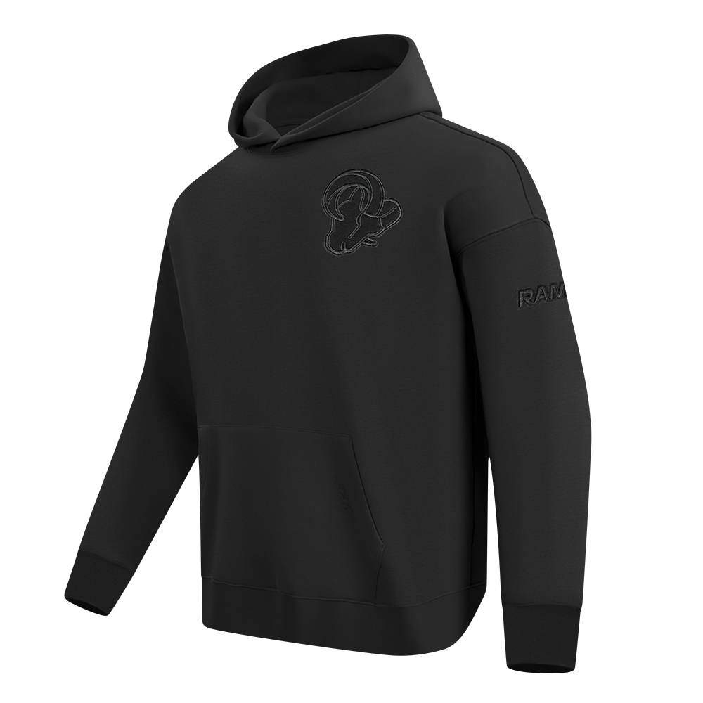 NFL LOS ANGELES RAMS NEUTRAL DROP SHOULDER PO HOODIE (BLACK)