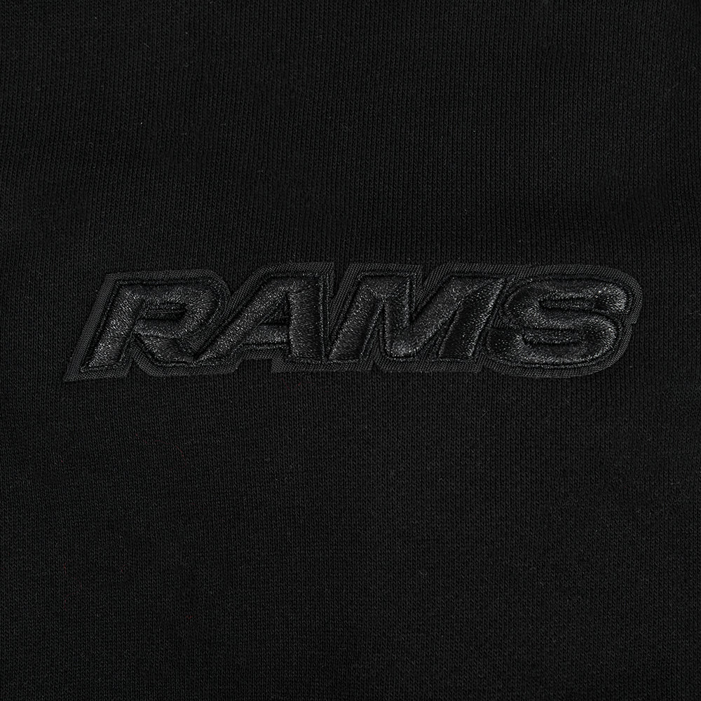 NFL LOS ANGELES RAMS NEUTRAL DROP SHOULDER PO HOODIE (BLACK)