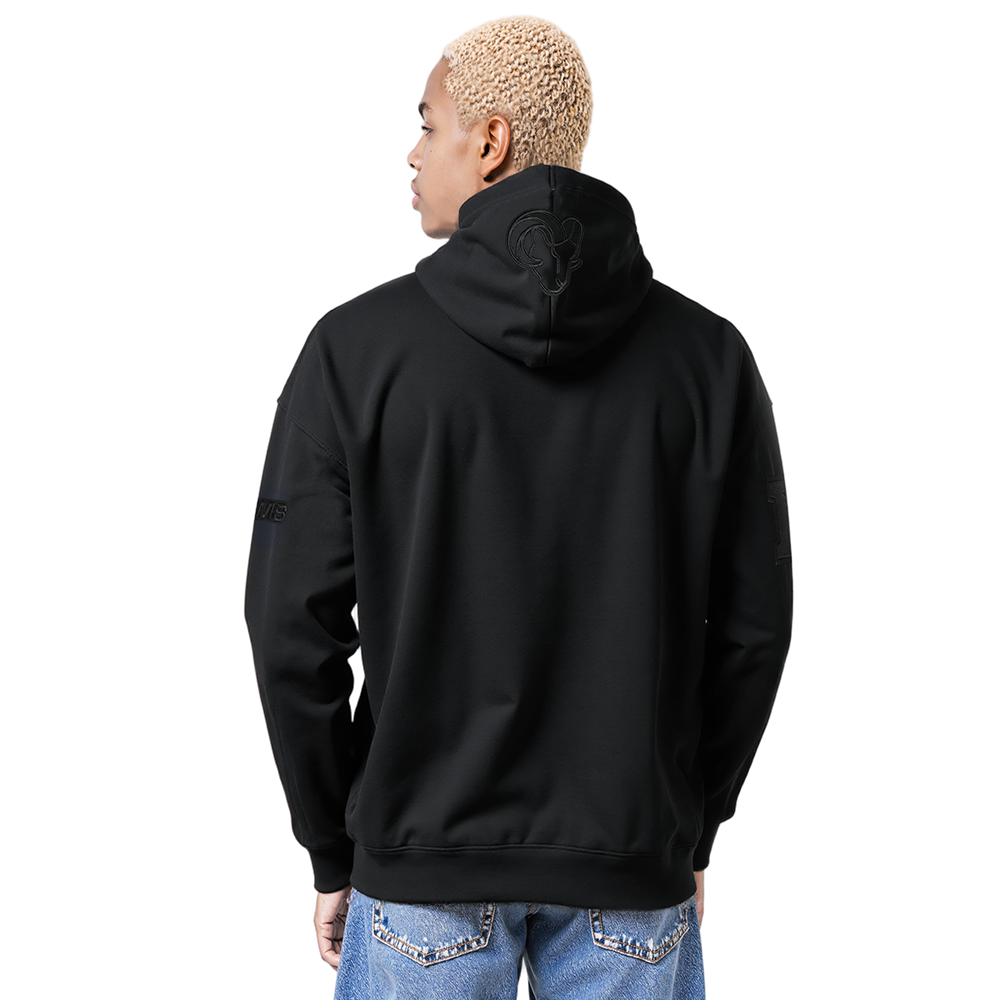 NFL LOS ANGELES RAMS NEUTRAL DROP SHOULDER PO HOODIE (BLACK)