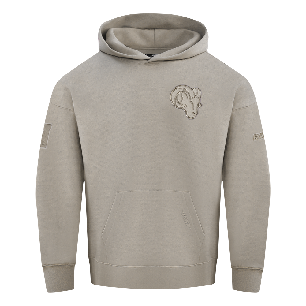 NFL LOS ANGELES RAMS NEUTRAL DROP SHOULDER PO HOODIE (TAUPE)