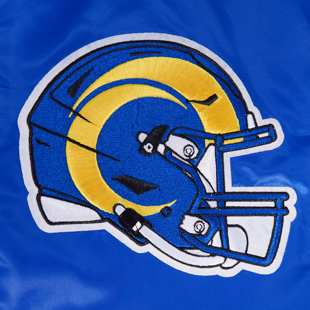 NFL LOS ANGELES RAMS SCRIPT TAIL MEN'S SATIN JACKET (ROYAL BLUE)