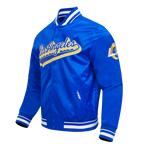 NFL LOS ANGELES RAMS SCRIPT TAIL MEN'S SATIN JACKET (ROYAL BLUE)
