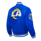 NFL LOS ANGELES RAMS SCRIPT TAIL MEN'S SATIN JACKET (ROYAL BLUE)