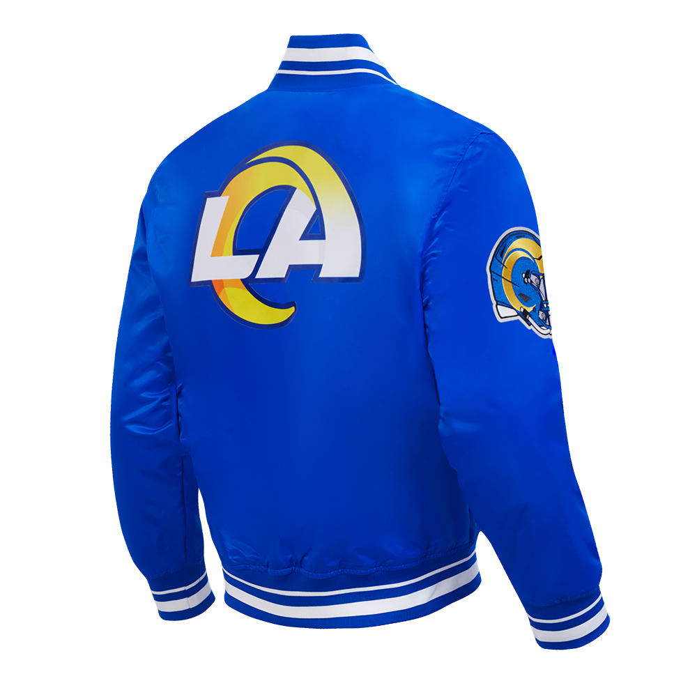 NFL LOS ANGELES RAMS SCRIPT TAIL MEN'S SATIN JACKET (ROYAL BLUE)