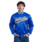 NFL LOS ANGELES RAMS SCRIPT TAIL MEN'S SATIN JACKET (ROYAL BLUE)