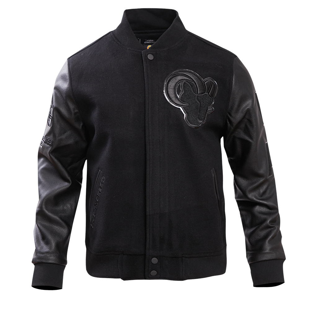 NFL LOS ANGELES RAMS TRIPLE BLACK BLOUSON COLLÉGIAL EN LAINE POUR HOMME (TRIPLE NOIR)
