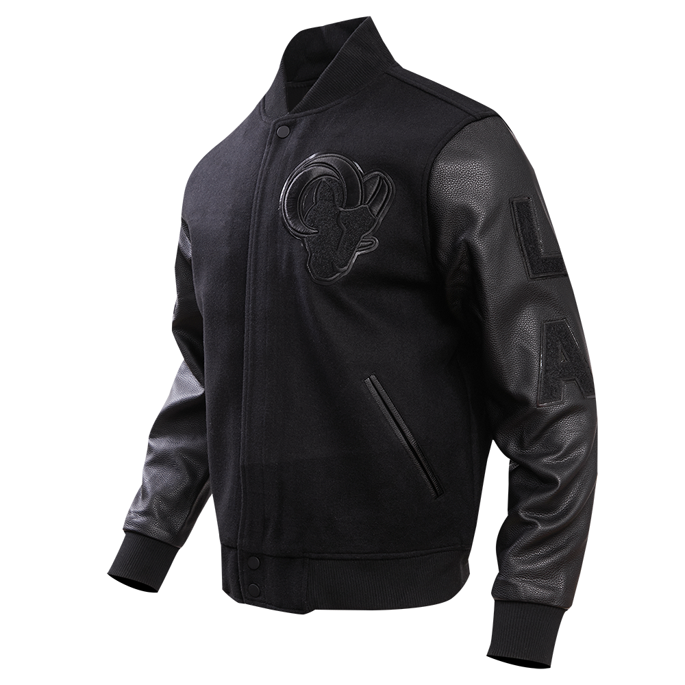 NFL LOS ANGELES RAMS TRIPLE BLACK WOOL MEN'S VARSITY JACKET (TRIPLE BLACK)