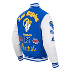 NFL LOS ANGELES RAMS OLD ENGLISH MEN'S RIB WOOL VARSITY JACKET (ROYAL BLUE/WHITE)