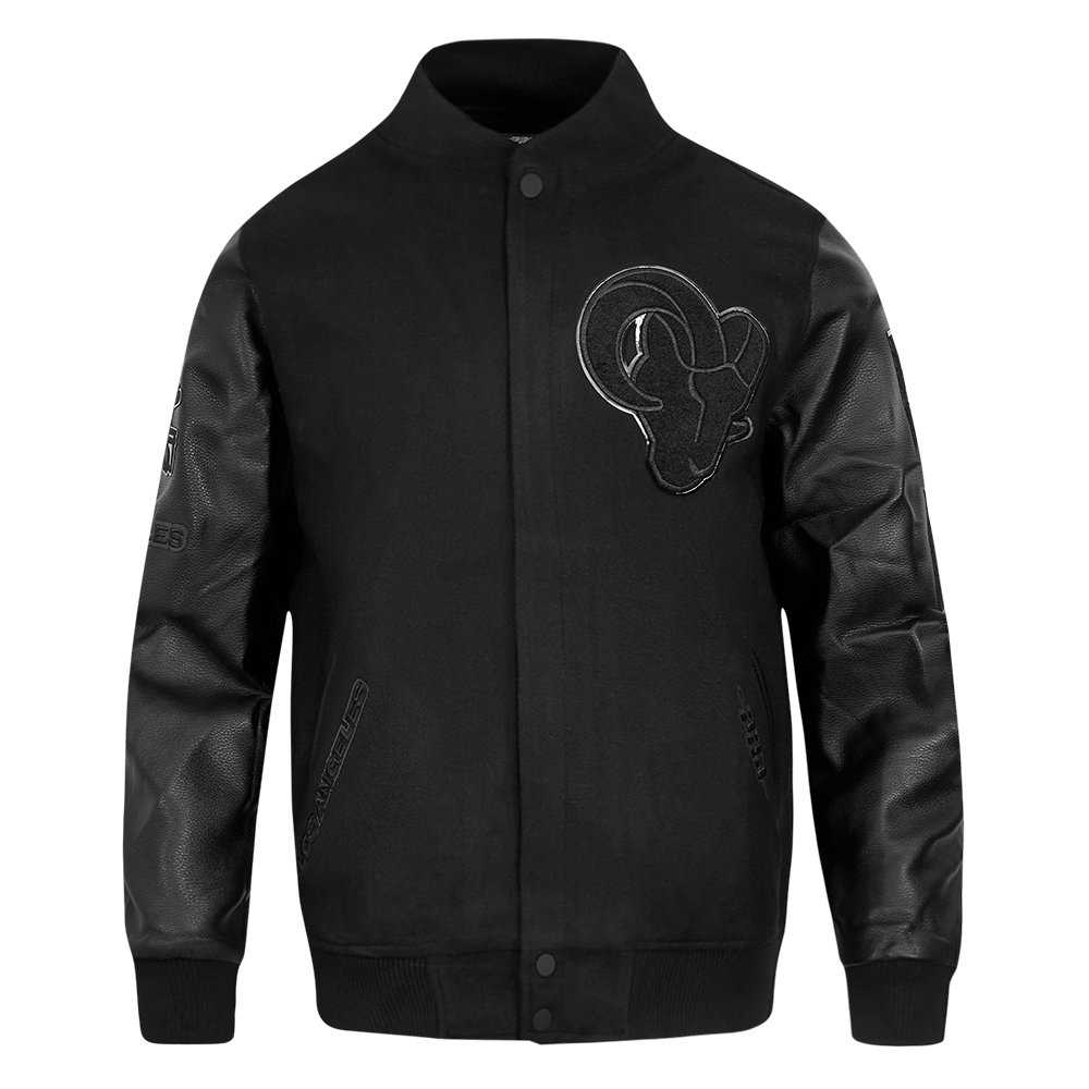 NFL LOS ANGELES RAMS TRIPLE BLACK BLOUSON COLLÉGIAL EN LAINE POUR HOMME (TRIPLE NOIR HOMME)