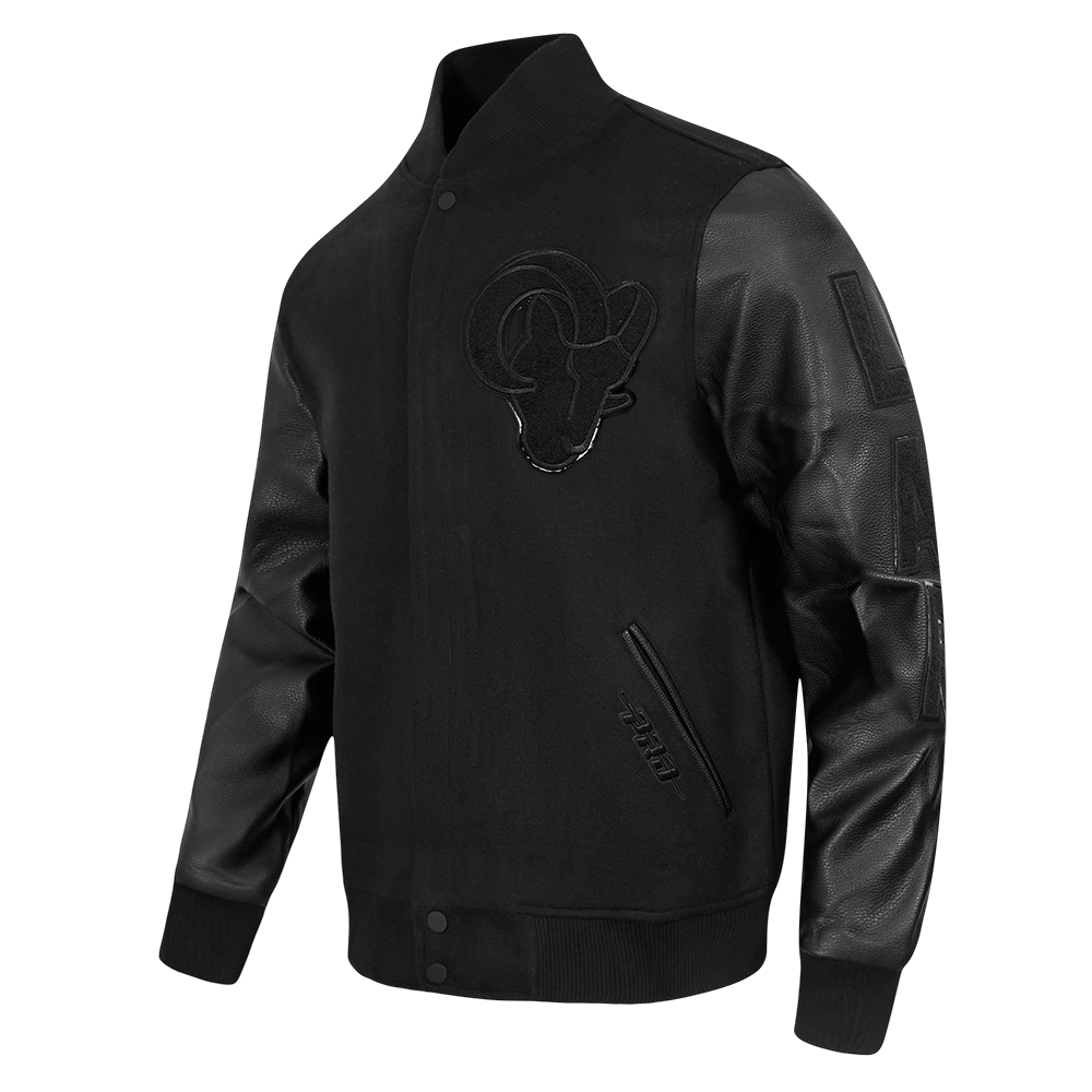 NFL LOS ANGELES RAMS TRIPLE BLACK BLOUSON COLLÉGIAL EN LAINE POUR HOMME (TRIPLE NOIR HOMME)