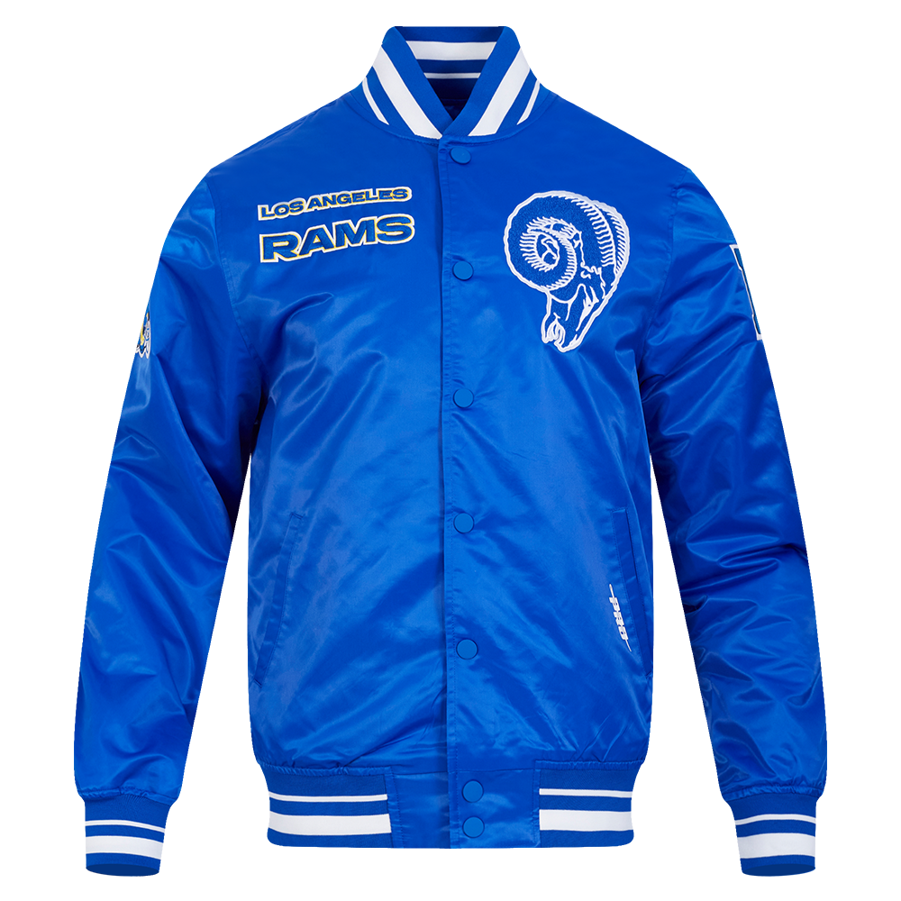 NFL LOS ANGELES RAMS RETRO CLASSIC MEN'S RIB SATIN JACKET (ROYAL BLUE)