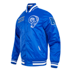 NFL LOS ANGELES RAMS RETRO CLASSIC MEN'S RIB SATIN JACKET (ROYAL BLUE)