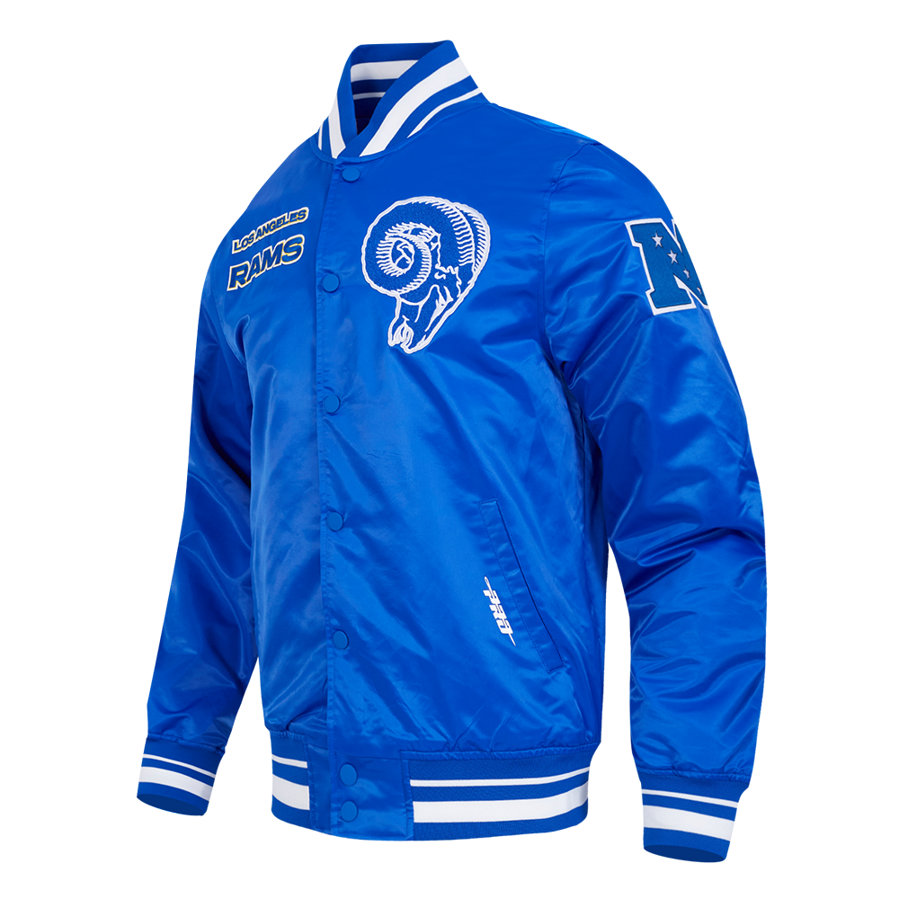 NFL LOS ANGELES RAMS RETRO CLASSIC MEN'S RIB SATIN JACKET (ROYAL BLUE)