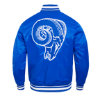 NFL LOS ANGELES RAMS RETRO CLASSIC MEN'S RIB SATIN JACKET (ROYAL BLUE)