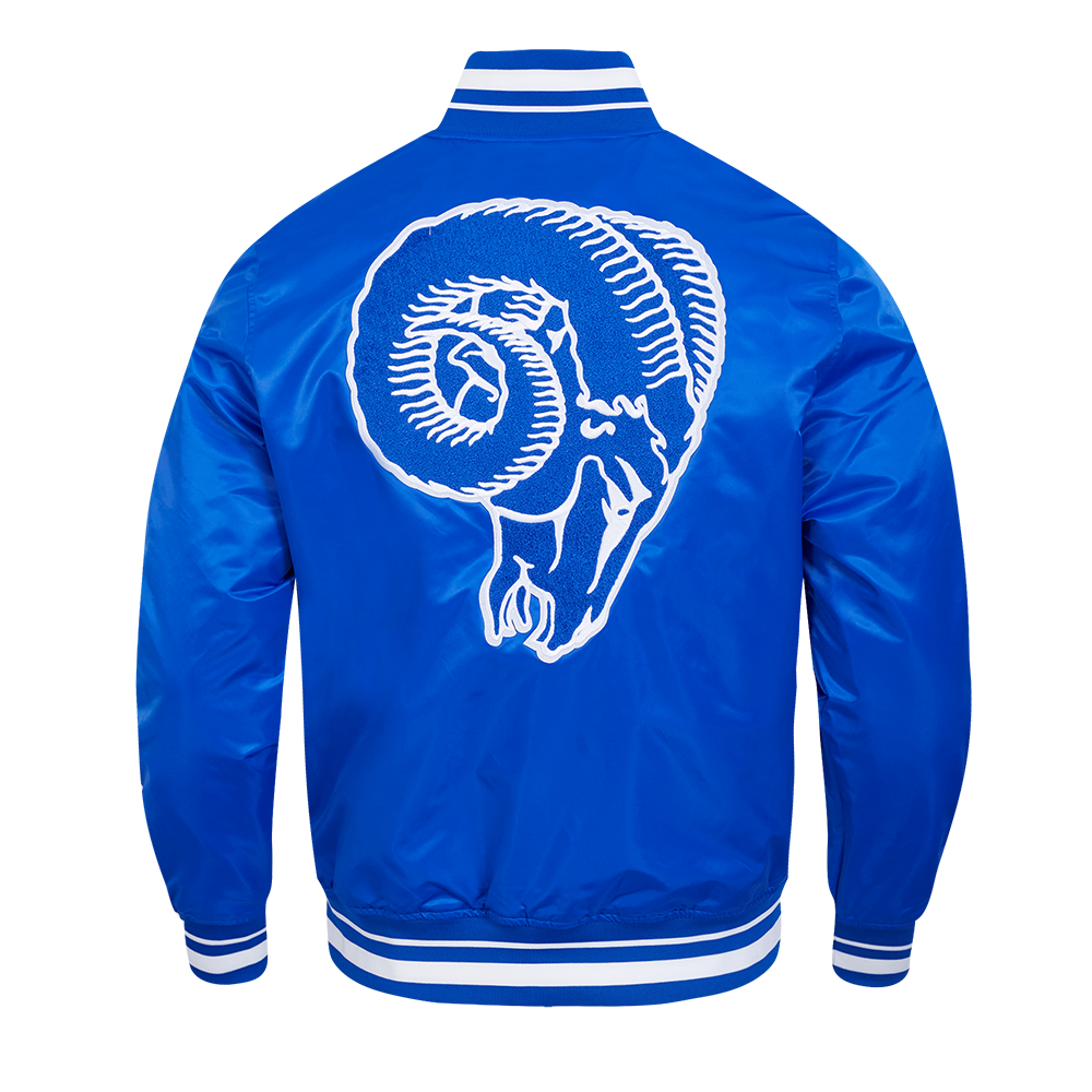 NFL LOS ANGELES RAMS RETRO CLASSIC MEN'S RIB SATIN JACKET (ROYAL BLUE)