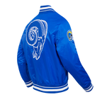 NFL LOS ANGELES RAMS RETRO CLASSIC MEN'S RIB SATIN JACKET (ROYAL BLUE)
