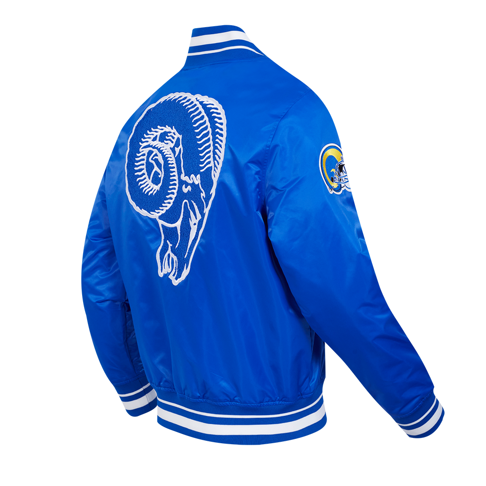NFL LOS ANGELES RAMS RETRO CLASSIC MEN'S RIB SATIN JACKET (ROYAL BLUE)