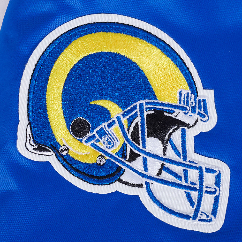 NFL LOS ANGELES RAMS RETRO CLASSIC MEN'S RIB SATIN JACKET (ROYAL BLUE)