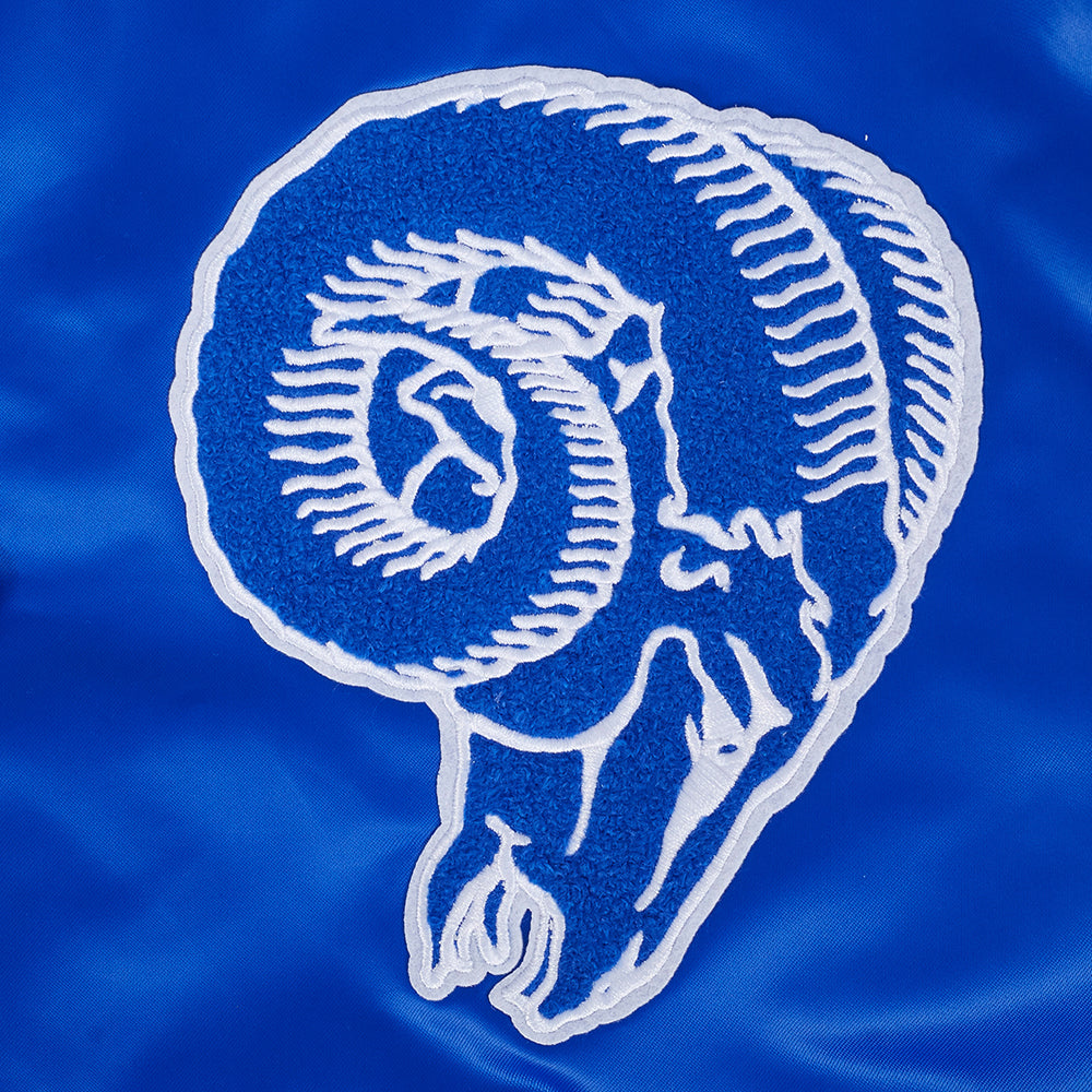 NFL LOS ANGELES RAMS RETRO CLASSIC MEN'S RIB SATIN JACKET (ROYAL BLUE)