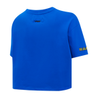NFL LOS ANGELES RAMS SCRIPT TAIL T-SHIRT EN JERSEY SIMPLE À COUPE CARRÉE POUR FEMME (BLEU ROYAL)