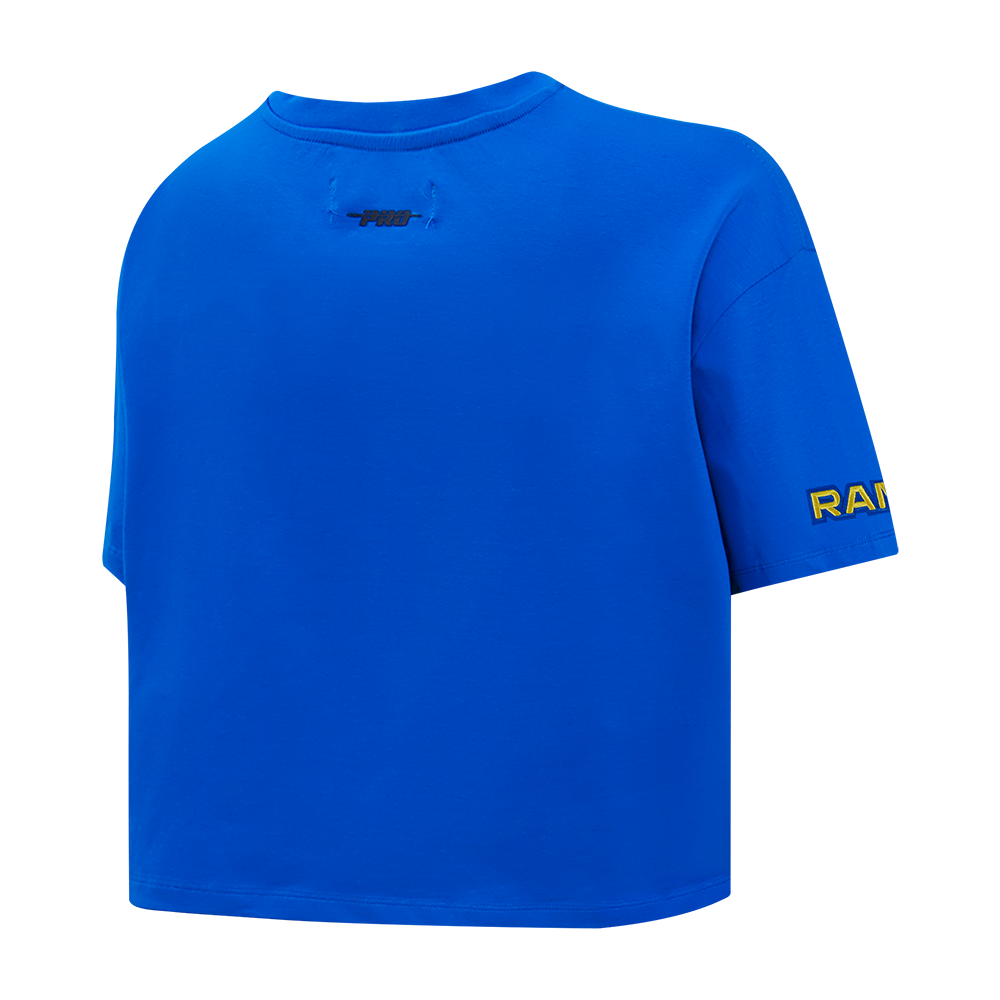 NFL LOS ANGELES RAMS SCRIPT TAIL T-SHIRT EN JERSEY SIMPLE À COUPE CARRÉE POUR FEMME (BLEU ROYAL)