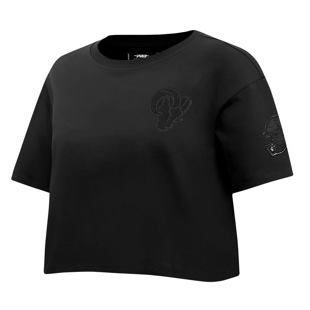 NFL LOS ANGELES RAMS TRIPLE BLACK WOMEN'S SINGLE JERSEY BOXY TEE (TRIPLE BLACK WOMEN'S)