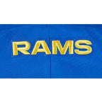 NFL LOS ANGELES RAMS SCRIPT TAIL CHANDAIL À CAPUCHON COURT EN MOLLETON CÔTELÉ POUR FEMME (BLEU ROYAL)