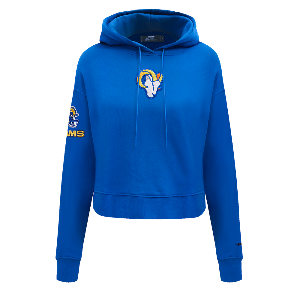 NFL LOS ANGELES RAMS CLASSIC WOMEN'S CROPPED PULLOVER HOODIE (ROYAL BLUE)