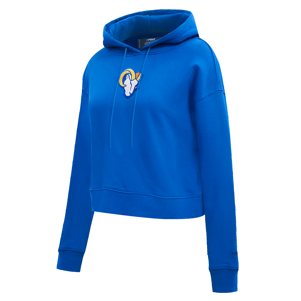 NFL LOS ANGELES RAMS CLASSIC WOMEN'S CROPPED PULLOVER HOODIE (ROYAL BLUE)