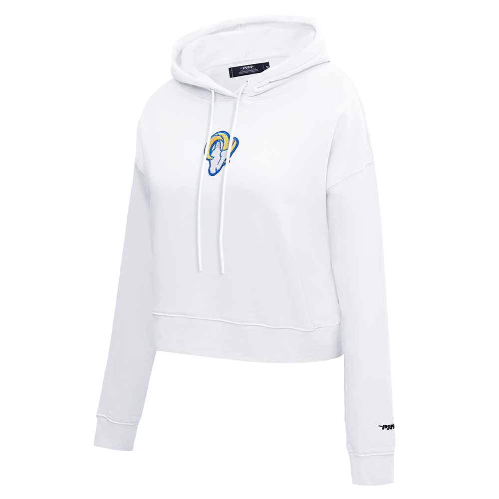 NFL LOS ANGELES RAMS CLASSIC WOMEN'S CROPPED PULLOVER HOODIE (WHITE)