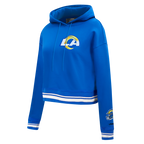 NFL LOS ANGELES RAMS MASHUP WOMEN'S RIB CROPPED PO HOODIE (ROYAL BLUE)