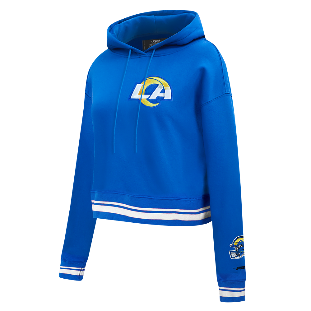 NFL LOS ANGELES RAMS MASHUP WOMEN'S RIB CROPPED PO HOODIE (ROYAL BLUE)